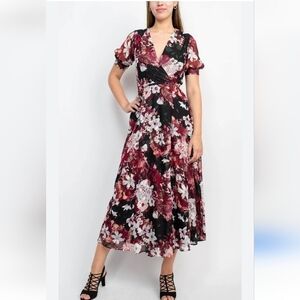 NWOT Sage Collective SU07D26 - Puffed Sleeve A-Line Casual Mididress Size 10